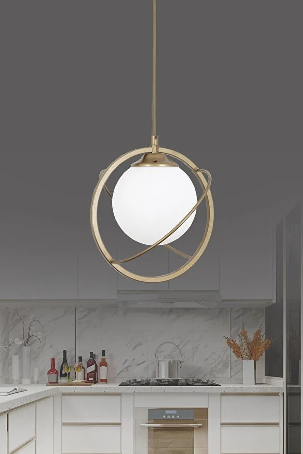 Tascan Lighting  Savita Single Antique Chandelier with White Glass for Bedroom, Kitchen, Living Room, Hallway, Corridor